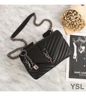Yves Saint Laurent Medium Classic College Chain Bag In Matelasse Leather Black/Silver