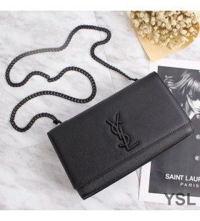 Yves Saint Laurent Medium Kate Chain Bag In Grained Leather Black