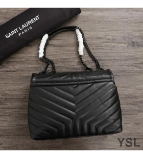 Yves Saint Laurent Medium Loulou Chain Bag In Y Matelasse Leather Black