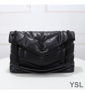 Yves Saint Laurent Medium Loulou Puffer Bag In Quilted Lambskin Black