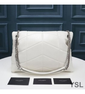 Yves Saint Laurent Medium Loulou Puffer Bag In Quilted Lambskin White/Silver