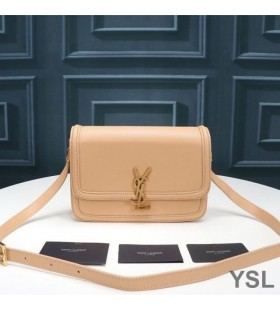 Yves Saint Laurent Medium Solferino Satchel In Box Leather Apricot/Gold