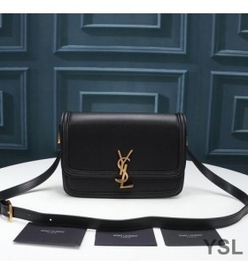 Yves Saint Laurent Medium Solferino Satchel In Box Leather Black/Gold