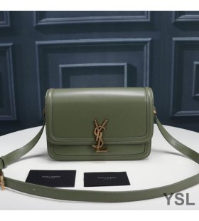 Yves Saint Laurent Medium Solferino Satchel In Box Leather Green/Gold