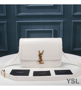 Yves Saint Laurent Medium Solferino Satchel In Box Leather White/Gold