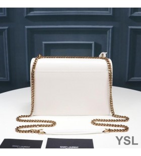 Yves Saint Laurent Medium Sunset Chain Bag In Leather White/Gold