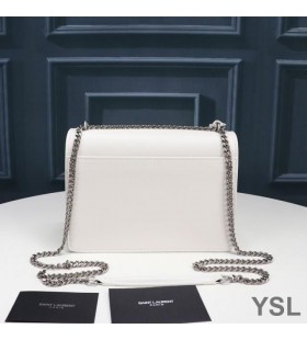 Yves Saint Laurent Medium Sunset Chain Bag In Leather White/Silver