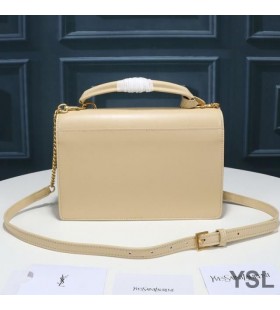 Yves Saint Laurent Medium Sunset Satchel In Smooth Leather Apricot/Gold