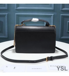 Yves Saint Laurent Medium Sunset Satchel In Smooth Leather Black/Gold