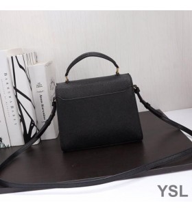 Yves Saint Laurent Mini Cassandra Top Handle Bag In Grained Leather Black/Gold