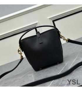 Yves Saint Laurent Mini Le 37 Bucket Bag In Shiny Leather Black