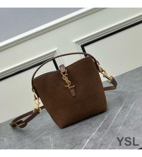 Yves Saint Laurent Mini Le 37 Bucket Bag In Suede Brown