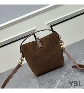 Yves Saint Laurent Mini Le 37 Bucket Bag In Suede Brown