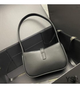 Yves Saint Laurent Mini Le 5 A 7 Hobo Bag In Smooth Leather Black/Gold