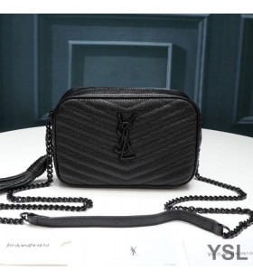 Yves Saint Laurent Mini Lou Camera Bag In Textured Matelasse Leather Black