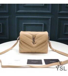 Yves Saint Laurent Mini Loulou Toy Bag In Y Matelasse Leather Apricot/Silver