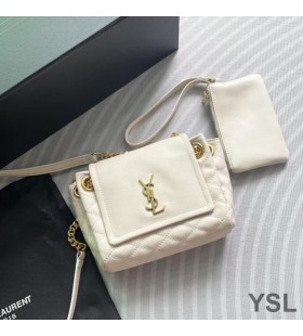 Yves Saint Laurent Mini Nolita Bag In Diamond-Quilted Lambskin White