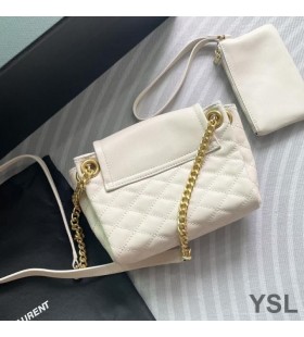 Yves Saint Laurent Mini Nolita Bag In Diamond-Quilted Lambskin White