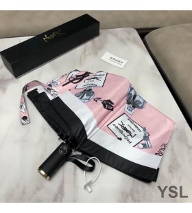 Yves Saint Laurent Monogram 3 Folding Mini Umbrella Pink