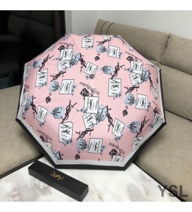 Yves Saint Laurent Monogram 3 Folding Mini Umbrella Pink