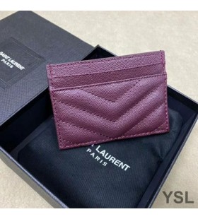 Yves Saint Laurent Monogram Card Case In Grained Matelasse Leather Purple/Gold