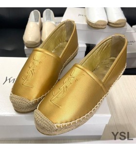 Yves Saint Laurent Monogram Espadrilles In Lambskin Gold