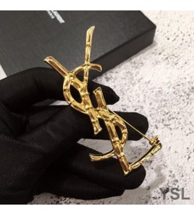 Yves Saint Laurent Opyum Brooch In Bamboo Metal Gold
