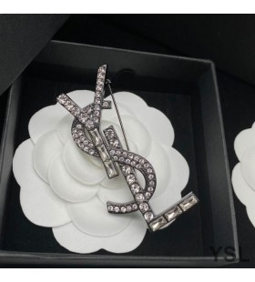 Yves Saint Laurent Opyum Brooch In Metal, Crystal and Rhinestones Black
