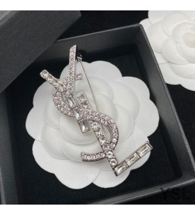 Yves Saint Laurent Opyum Brooch In Metal, Crystal and Rhinestones Silver