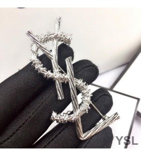 Yves Saint Laurent Opyum Brooch In Rope Metal Silver