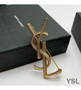 Yves Saint Laurent Opyum Brooch In Snake Metal Gold