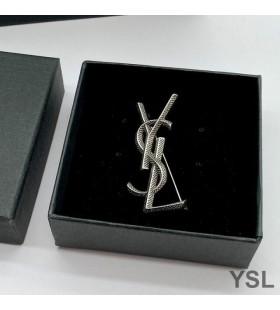 Yves Saint Laurent Opyum Brooch In Snake Metal Silver