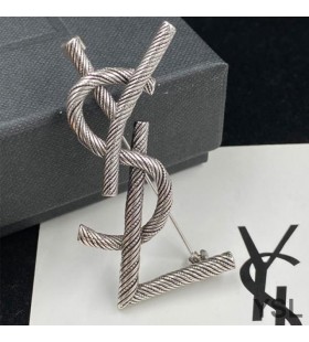 Yves Saint Laurent Opyum Brooch In Twisted Metal Silver