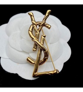 Yves Saint Laurent Opyum Brooch In Vintage Metal Gold