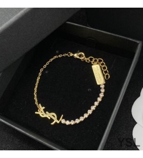 Yves Saint Laurent Opyum Charm Bracelet In Metal and Rhinestones Gold