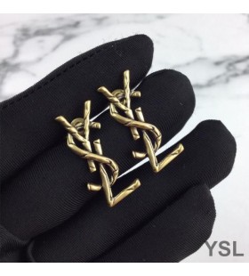 Yves Saint Laurent Opyum Earrings In Vintage Metal Gold