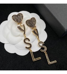 Yves Saint Laurent Opyum Heart Earrings In Metal And Crystal Gold