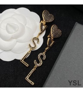 Yves Saint Laurent Opyum Heart Earrings In Metal And Crystal Gold