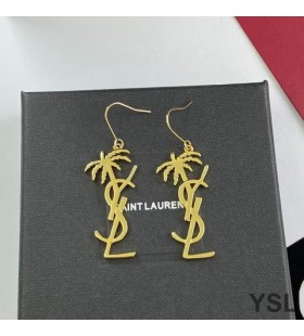 Yves Saint Laurent Opyum Pendant Earrings In Palm Tree Metal Gold
