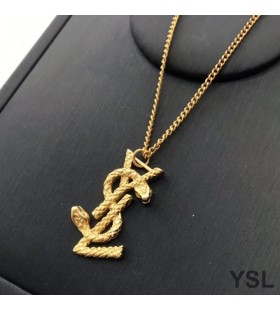 Yves Saint Laurent Opyum Pendant Necklace In Serpent Metal Gold