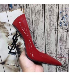 Yves Saint Laurent Opyum Pumps In Patent Leather with Black Heel Red
