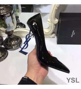 Yves Saint Laurent Opyum Pumps In Patent Leather with Blue Heel Black