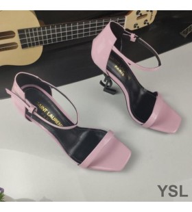 Yves Saint Laurent Opyum Sandals In Patent Leather with Black Heel Pink