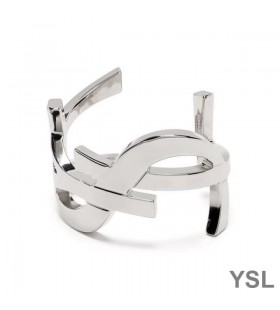 Yves Saint Laurent Opyum Twist Cuff Bracelet In Metal Silver