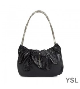 Yves Saint Laurent Pac Pac Ruched Hobo Bag In Smooth Leather Black