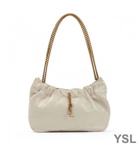 Yves Saint Laurent Pac Pac Ruched Hobo Bag In Smooth Leather White