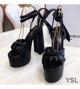 Yves Saint Laurent Paige Platform Sandals In Smooth Leather Black