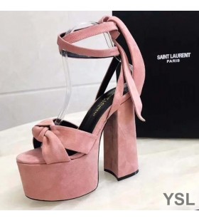 Yves Saint Laurent Paige Platform Sandals In Suede Pink