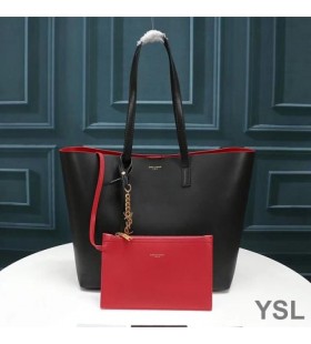 Yves Saint Laurent Shopping Bag In Leather Black/Red