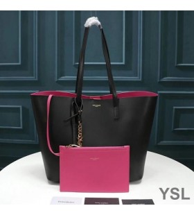 Yves Saint Laurent Shopping Bag In Leather Black/Rose